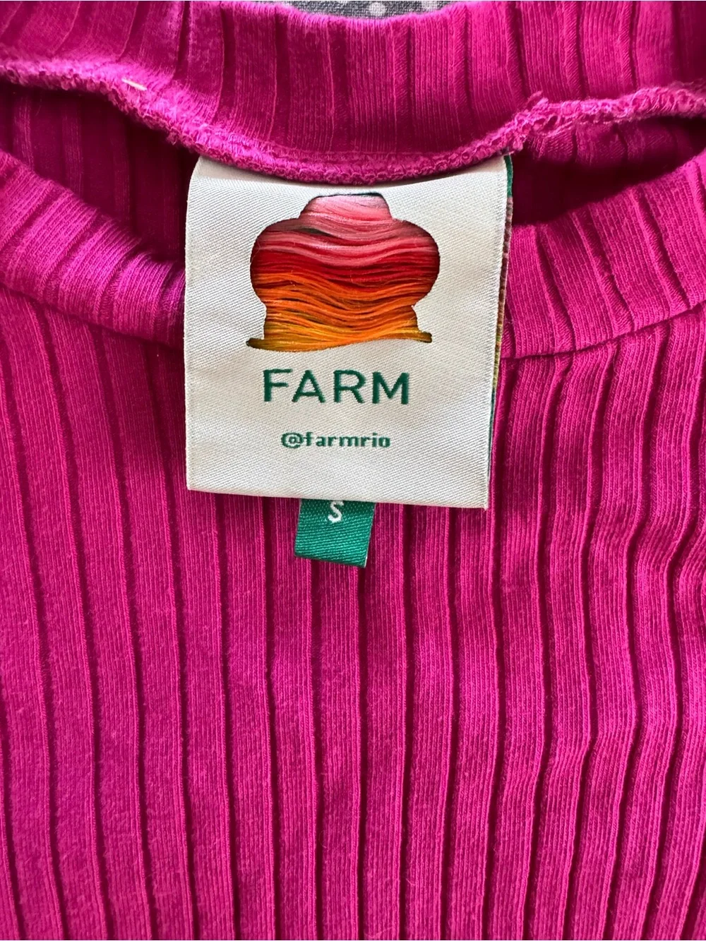 Farm Rio Fuchsia Scoop Neck Ribbed Long Sleeve Bodysuit, Size Small - Picture 5 of 8